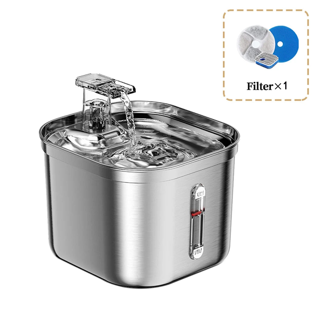 2.2L 3-Speed Stainless Steel Cat Water Fountain