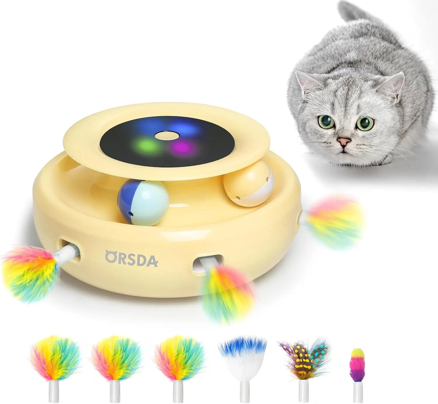 2-in-1 Cat Toy with Ball and Feather