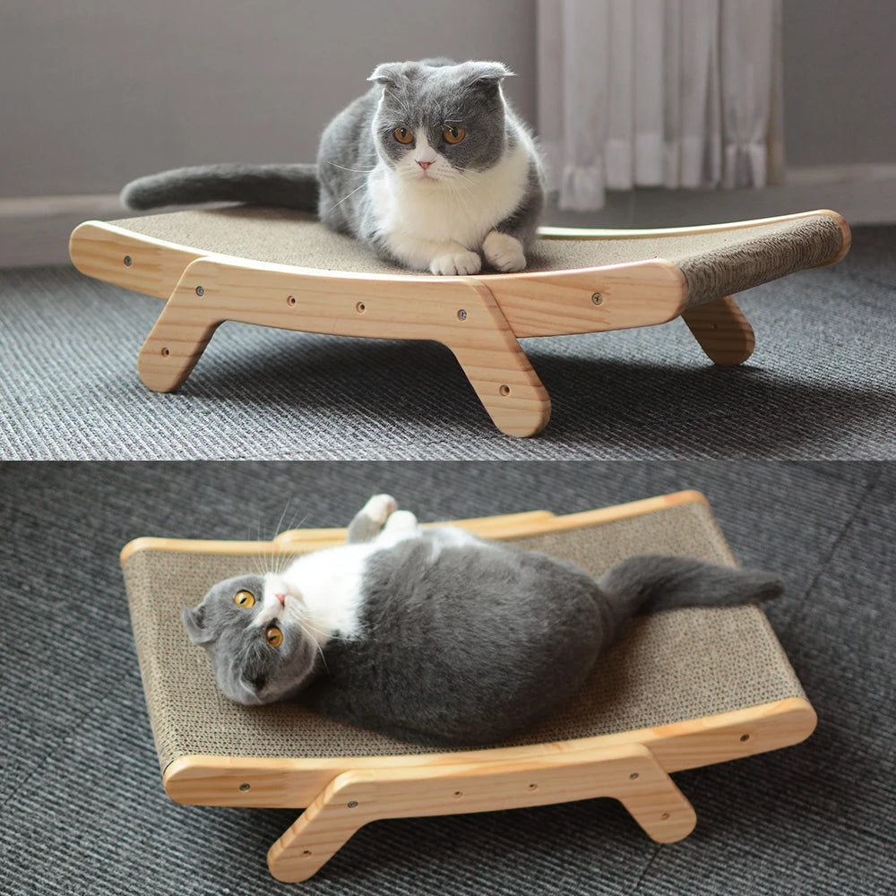3-in-1 Wooden Cat Scratching Bed