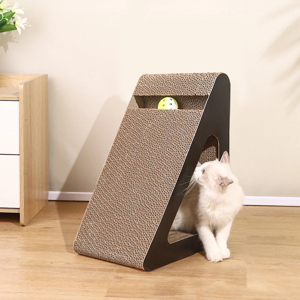 Triangle Cat Scratching Ramp with Ball