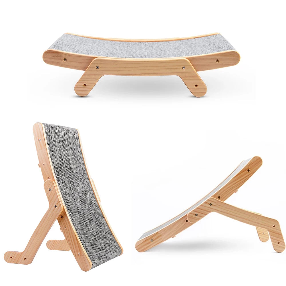 3-in-1 Wooden Cat Scratching Bed