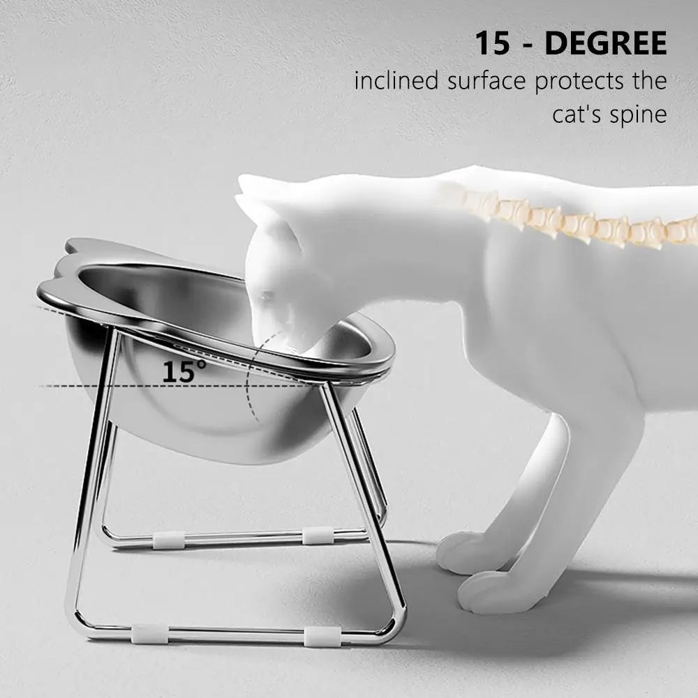15° Raised Stainless Steel Cat Bowl