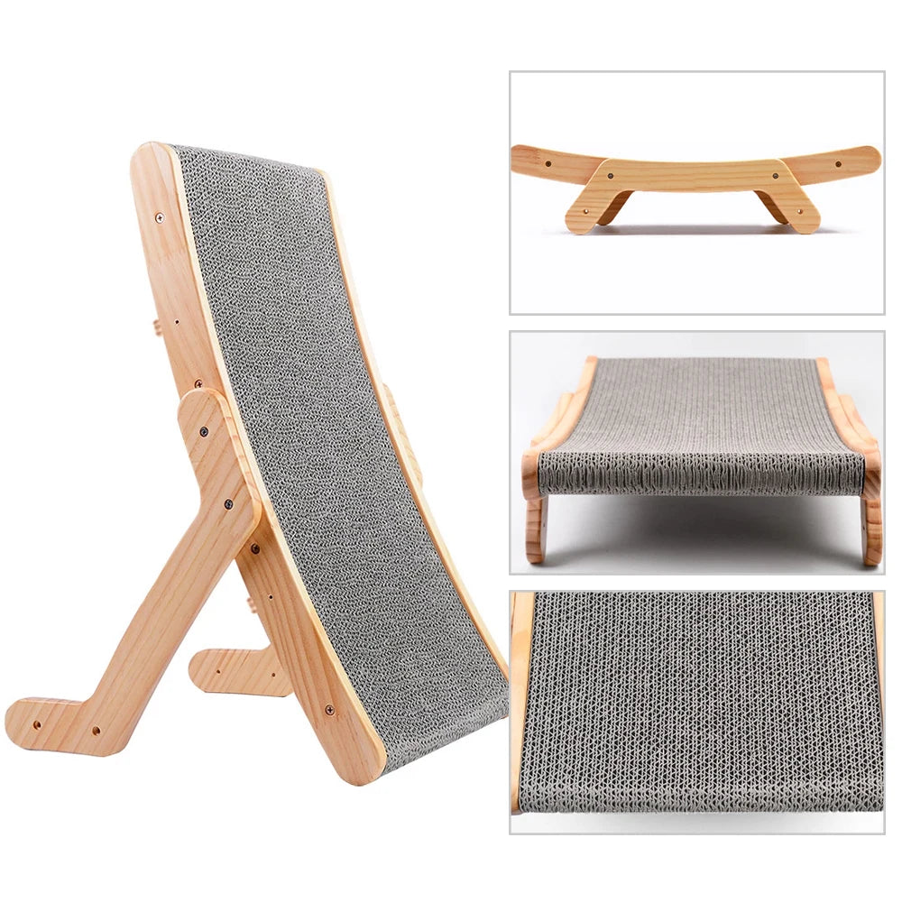 3-in-1 Wooden Cat Scratching Bed