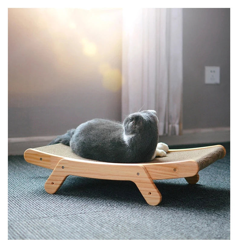 3-in-1 Wooden Cat Scratching Bed