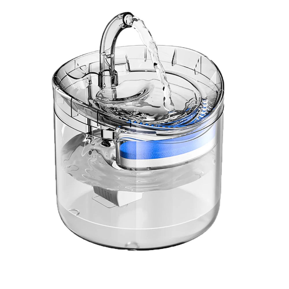 2L Cat Water Fountain with Transparent Tank