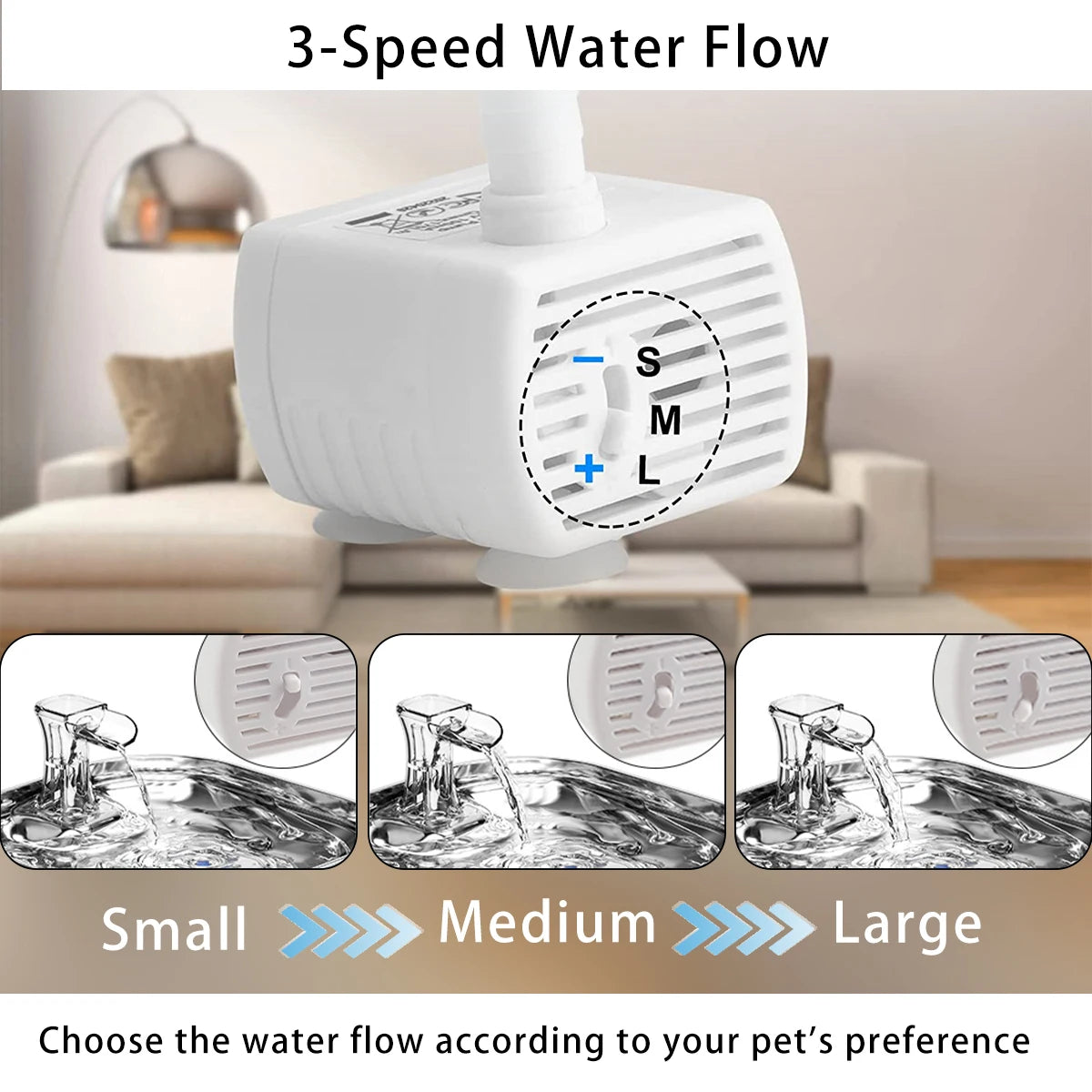 2.2L 3-Speed Stainless Steel Cat Water Fountain