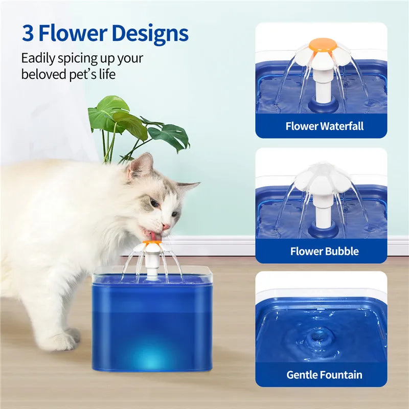 2L LED Cat Flower Water Fountain