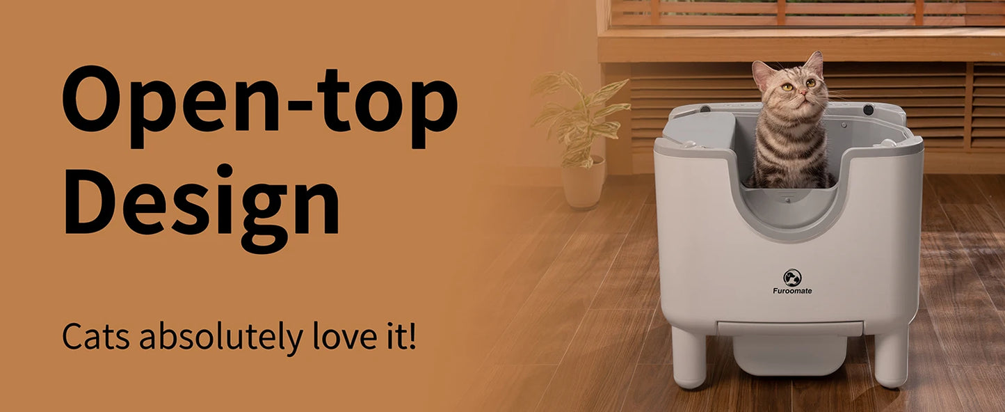 Open-Top Self-Cleaning Cat Litter Box