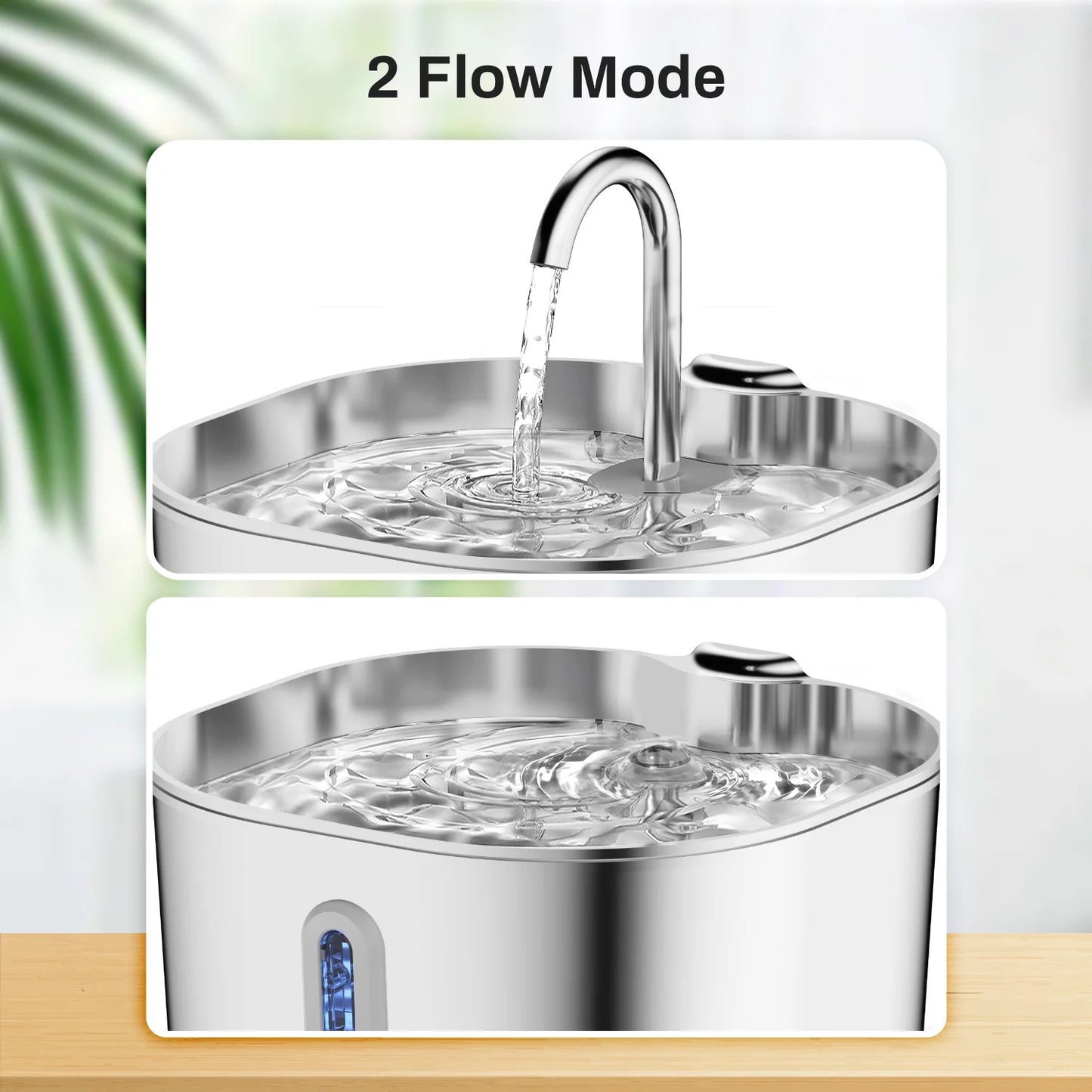 2L Square Stainless Steel Cat Water Fountain