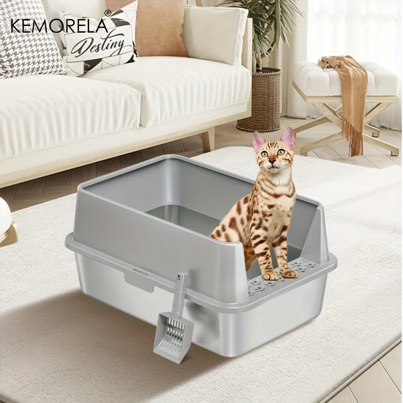 High-Sided Stainless Steel Litter Box