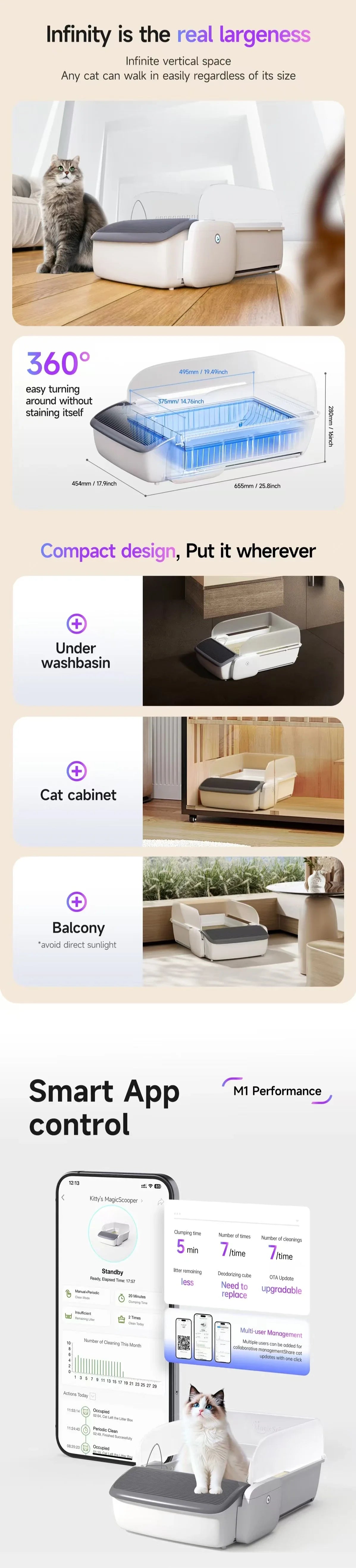 Smart Self-Cleaning Cat Litter Box
