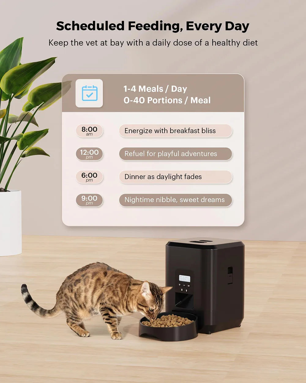 2L Automatic Cat Feeder with Wi-Fi or Button Control