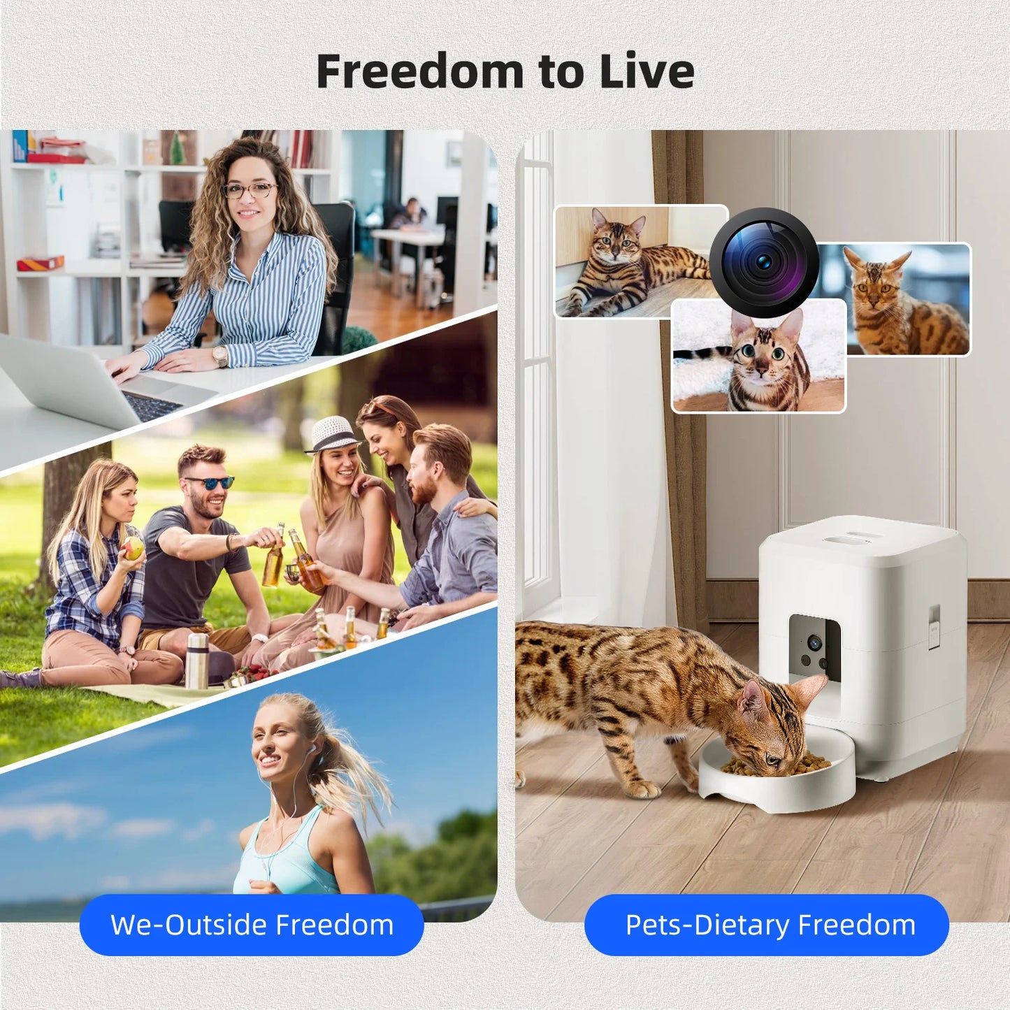 2L Automatic Cat Feeder with Wi-Fi and Camera