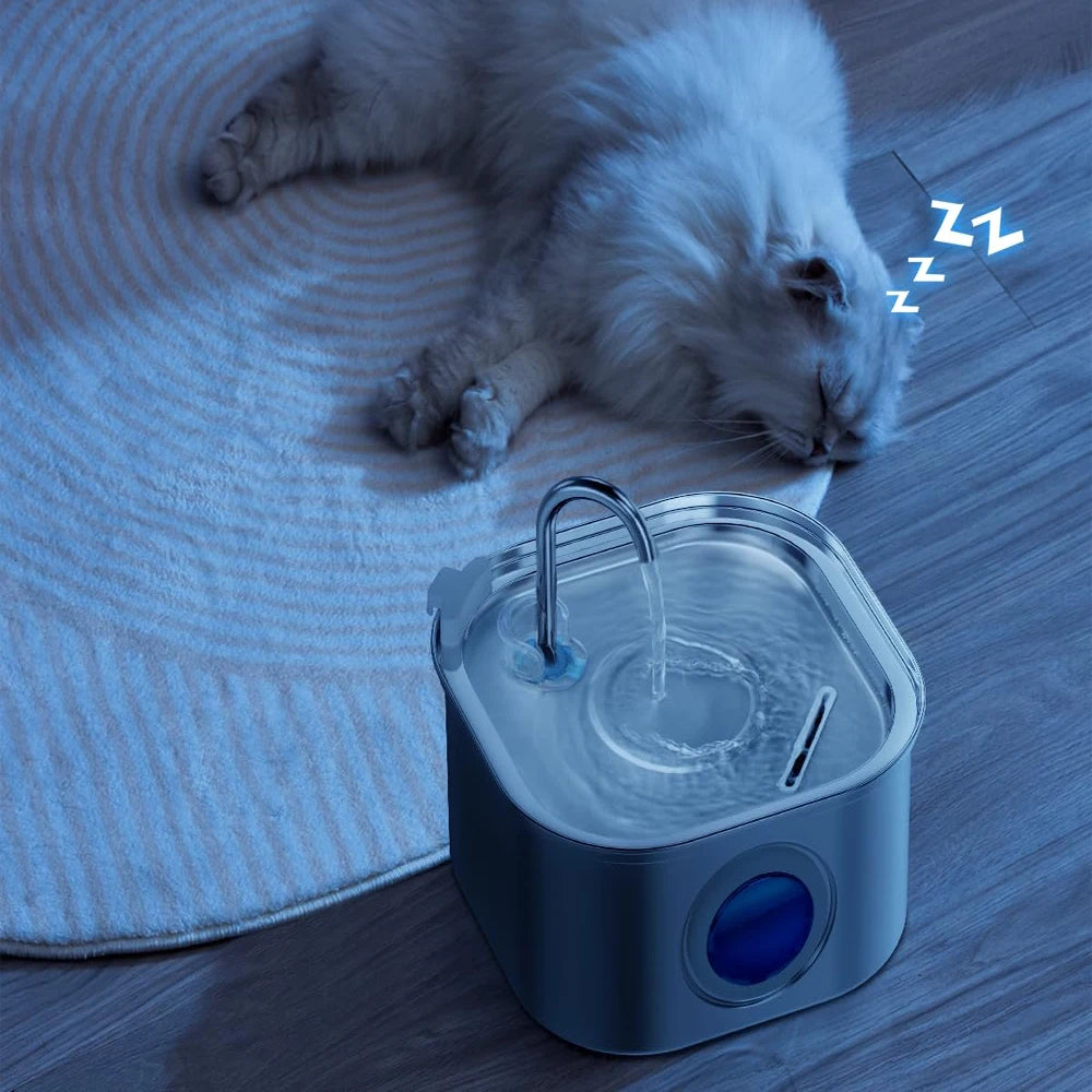 2L Square Stainless Steel Cat Water Fountain