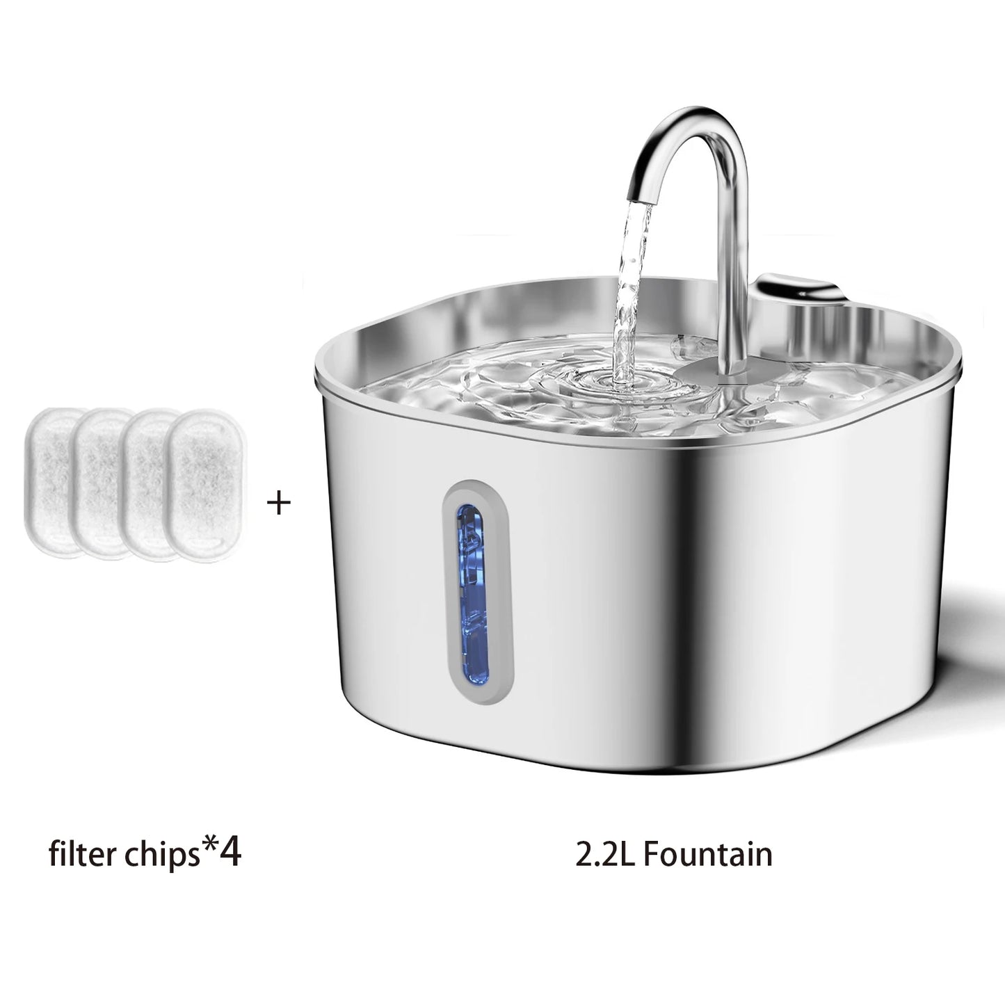 2L Square Stainless Steel Cat Water Fountain