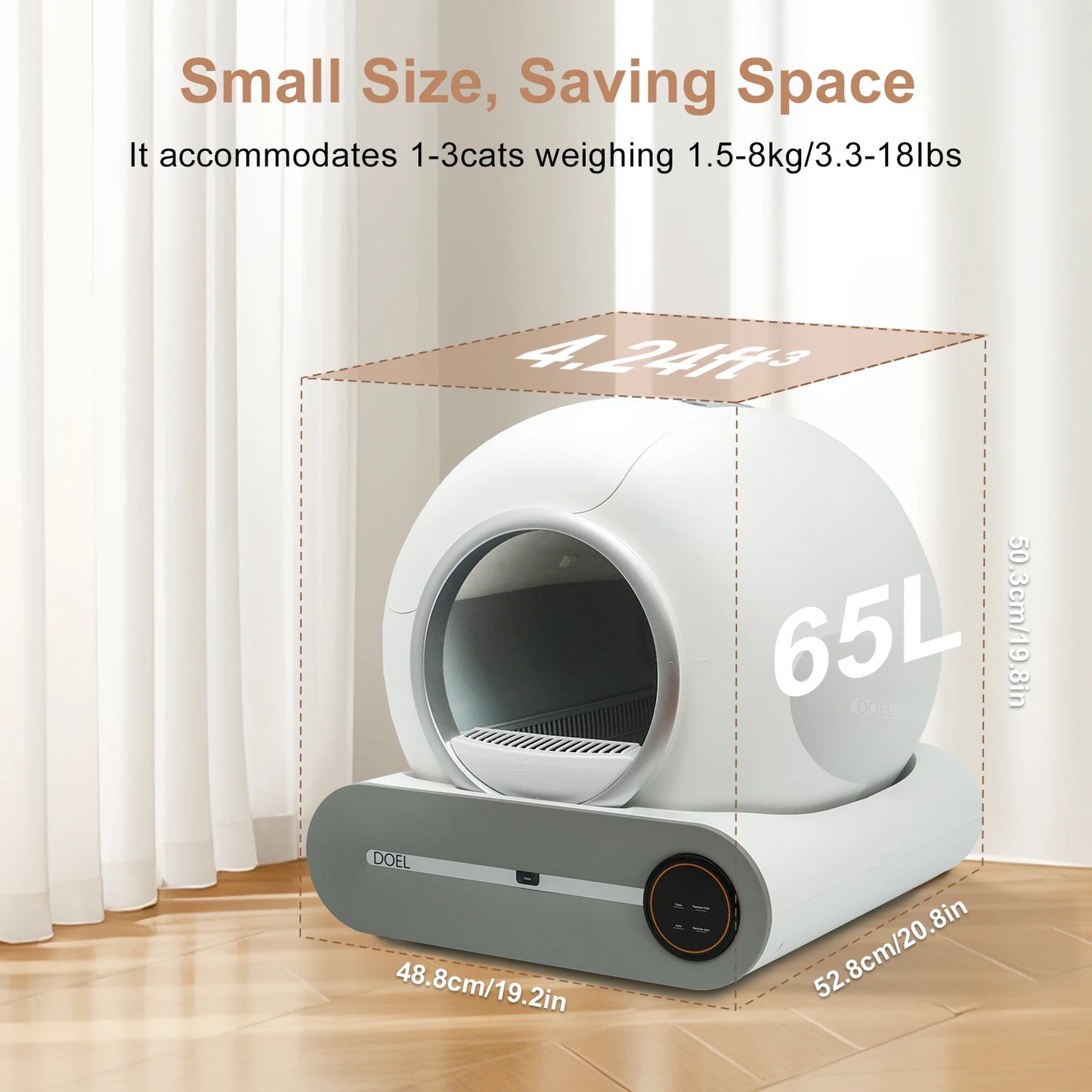 65L Self-Cleaning Cat Litter Box