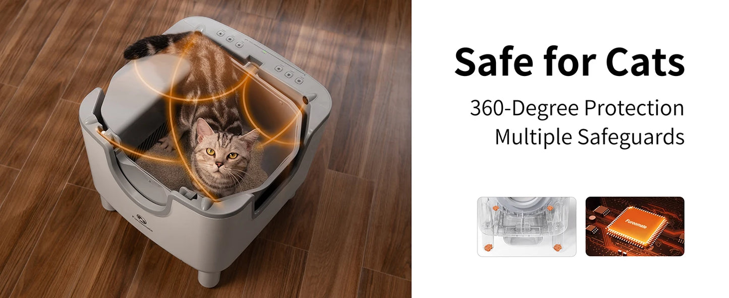 Open-Top Self-Cleaning Cat Litter Box