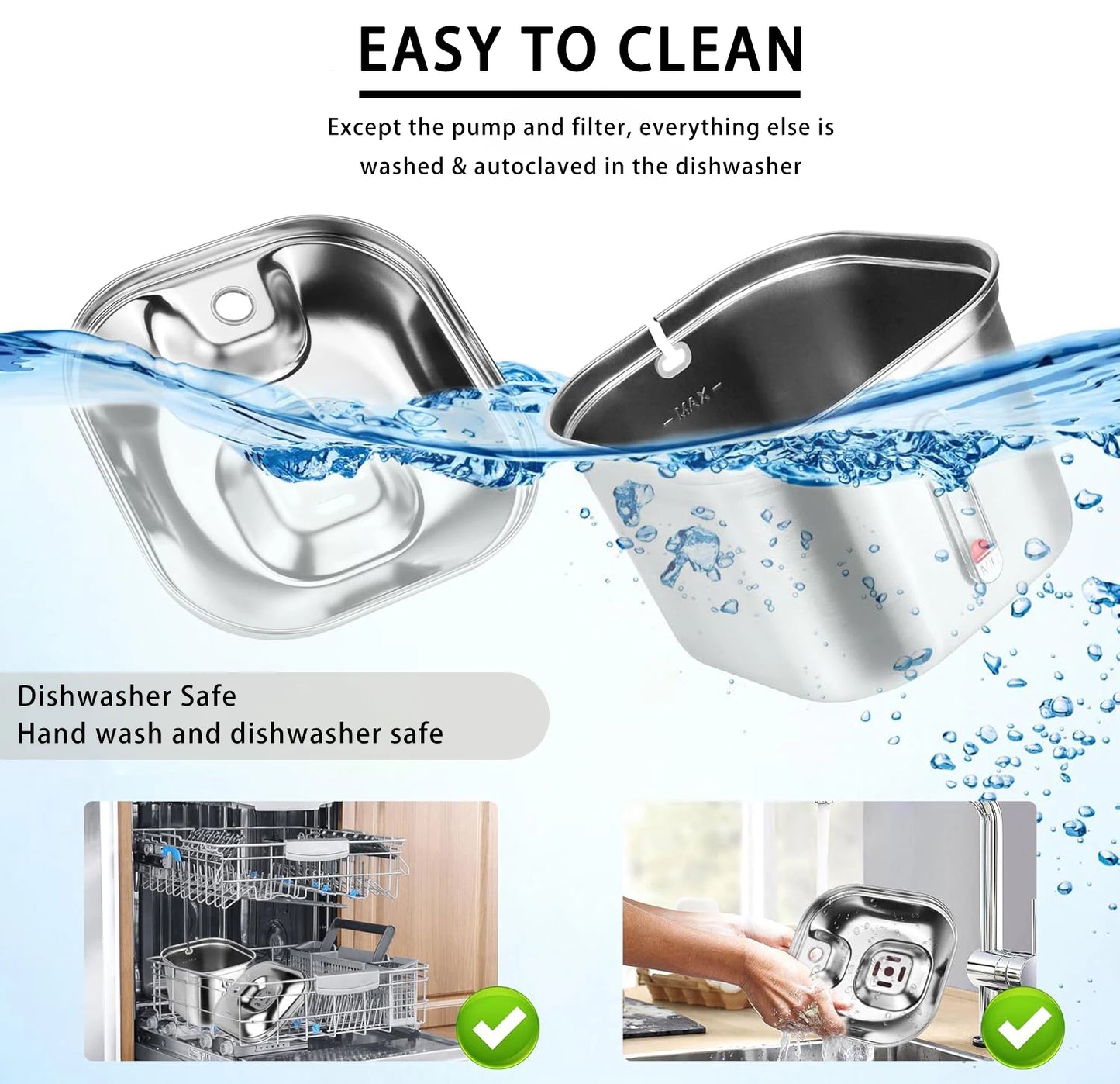 2.2L 3-Speed Stainless Steel Cat Water Fountain