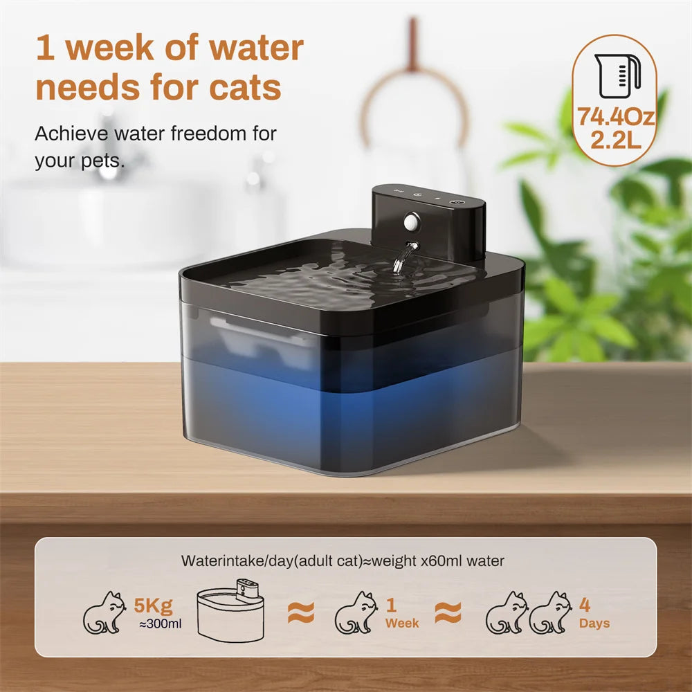 2.2L Wireless Cat Water Fountain with Sensor