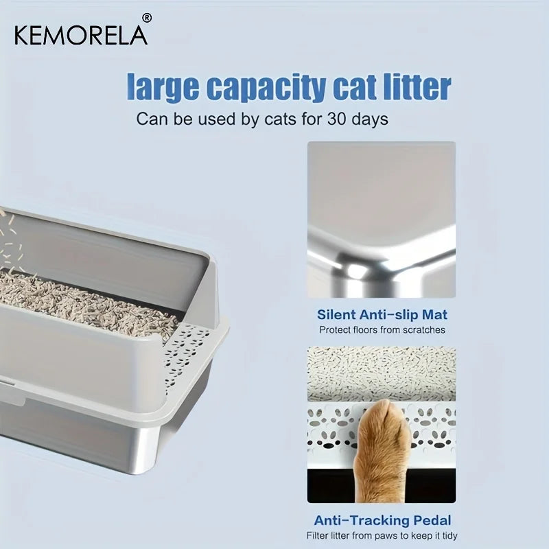 High-Sided Stainless Steel Litter Box