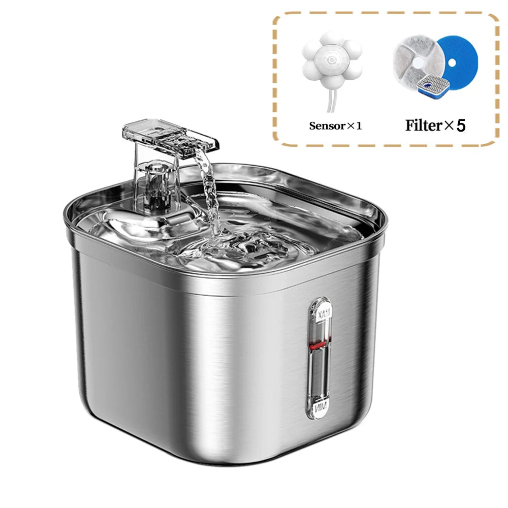 2.2L 3-Speed Stainless Steel Cat Water Fountain