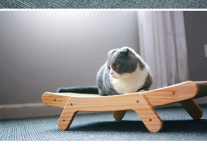3-in-1 Wooden Cat Scratching Bed