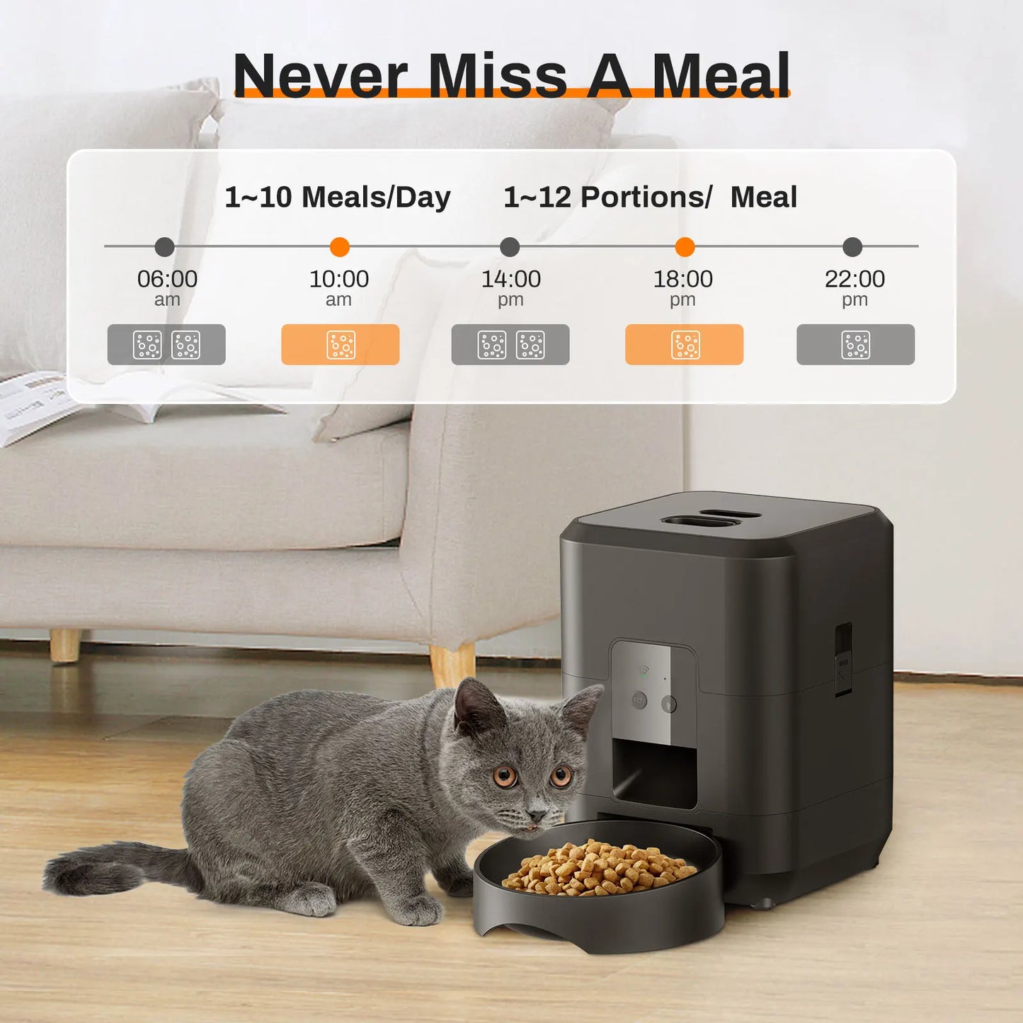 2L Automatic Cat Feeder with Wi-Fi or Button Control