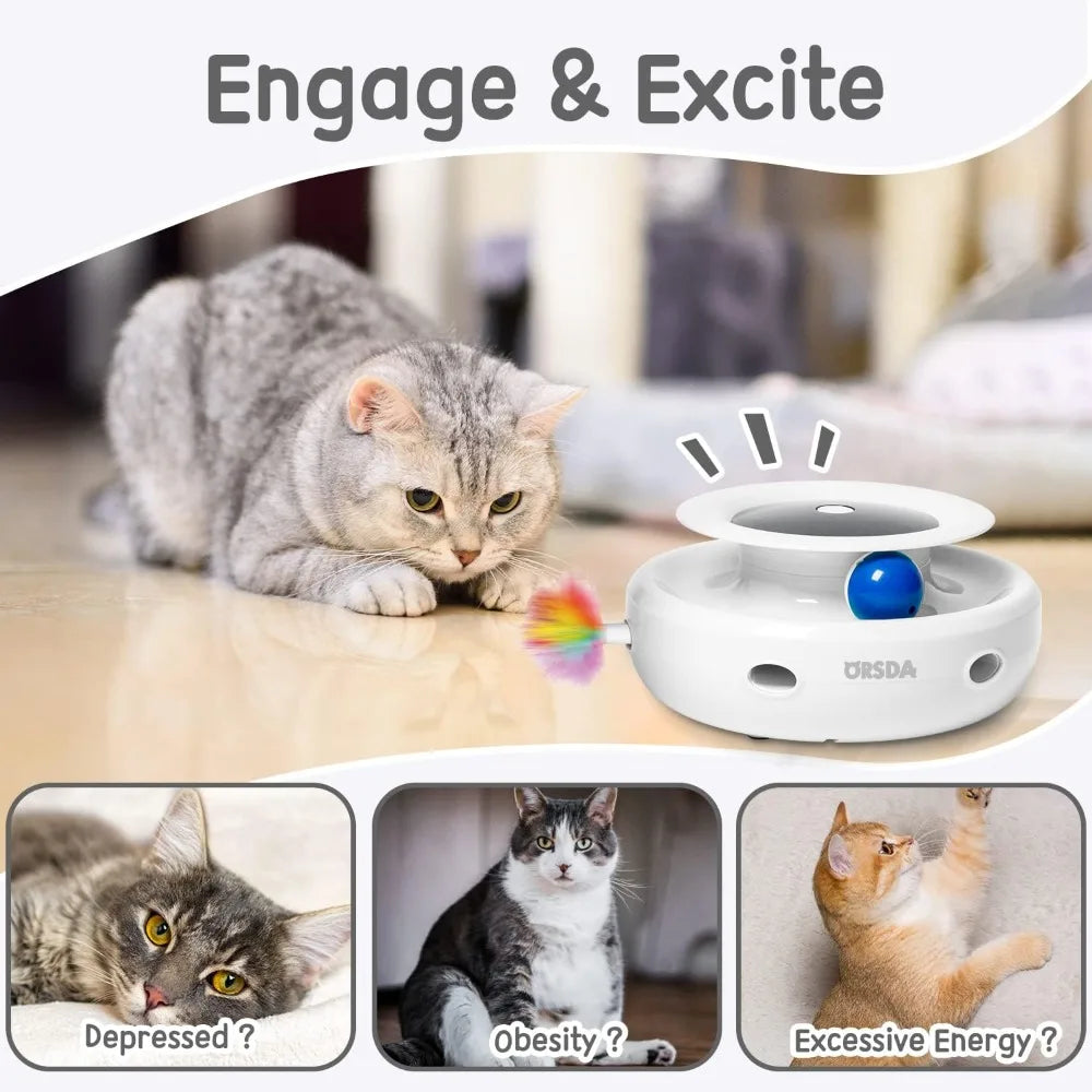 2-in-1 Cat Toy with Ball and Feather