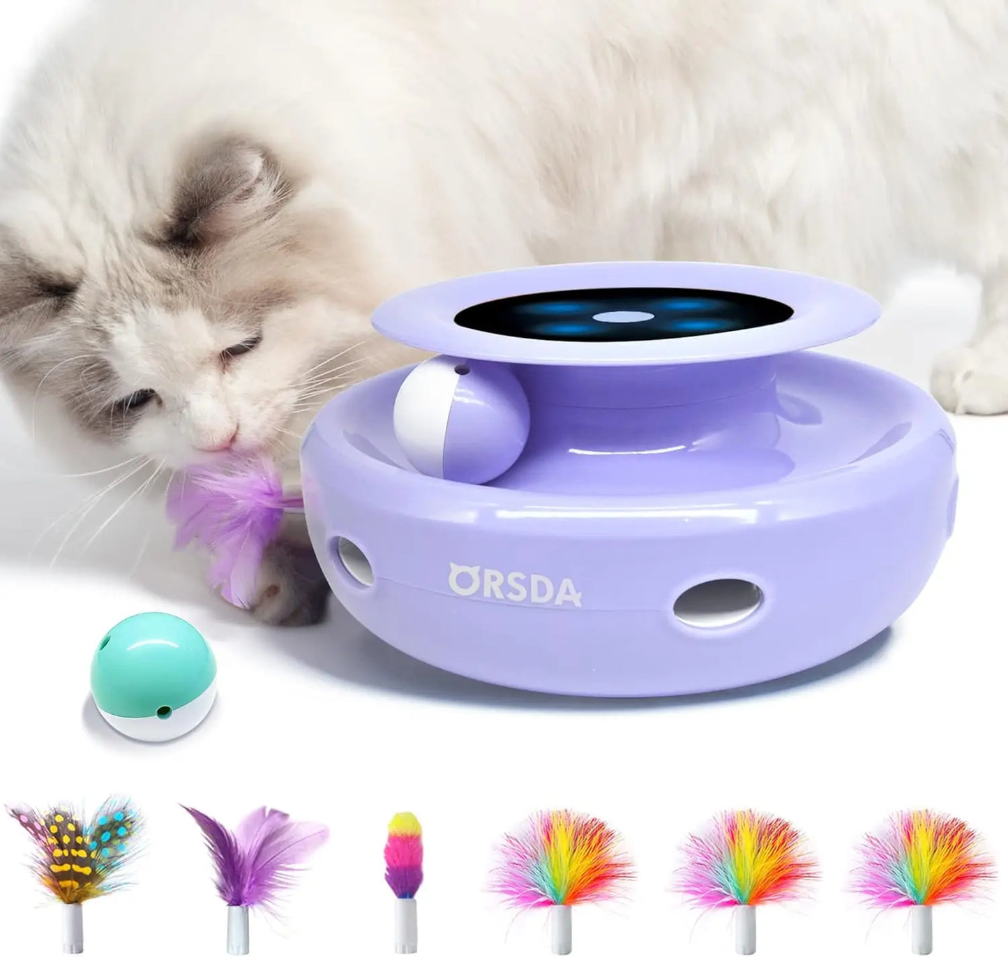 2-in-1 Cat Toy with Ball and Feather