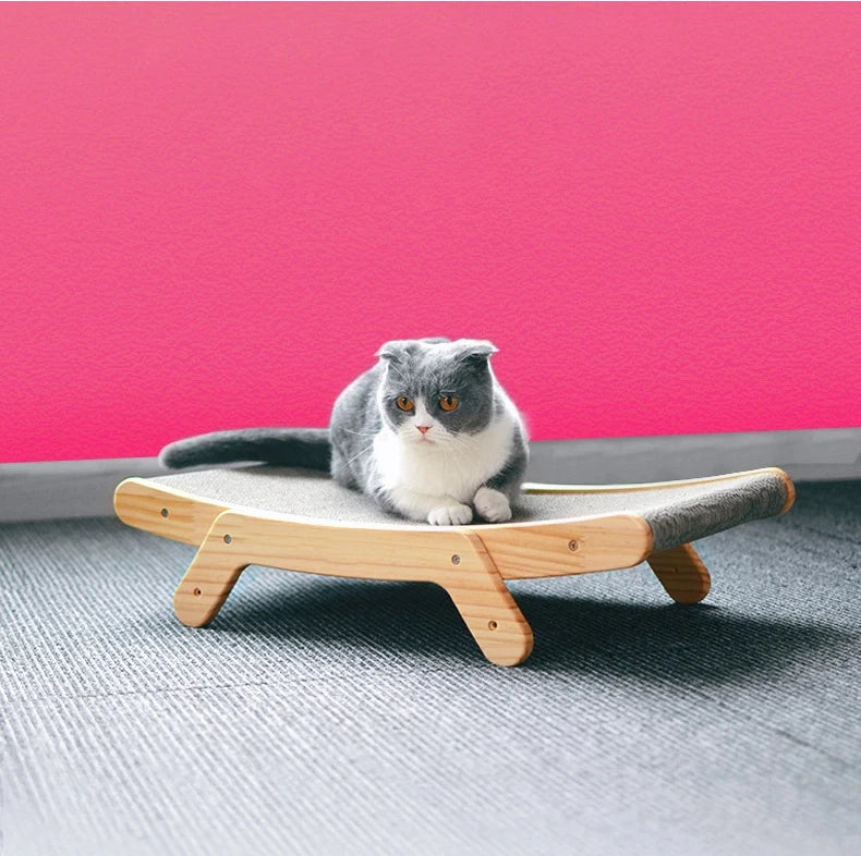 3-in-1 Wooden Cat Scratching Bed