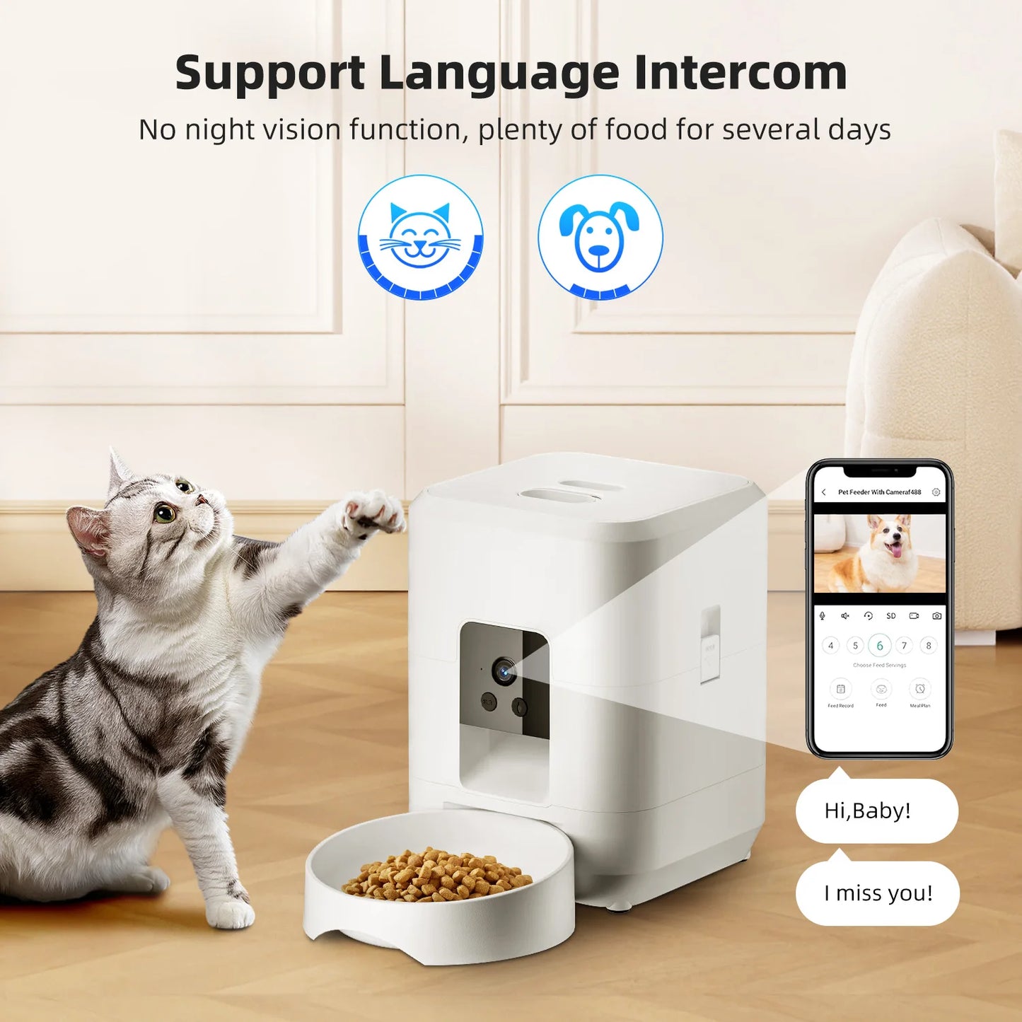 2L Automatic Cat Feeder with Wi-Fi and Camera