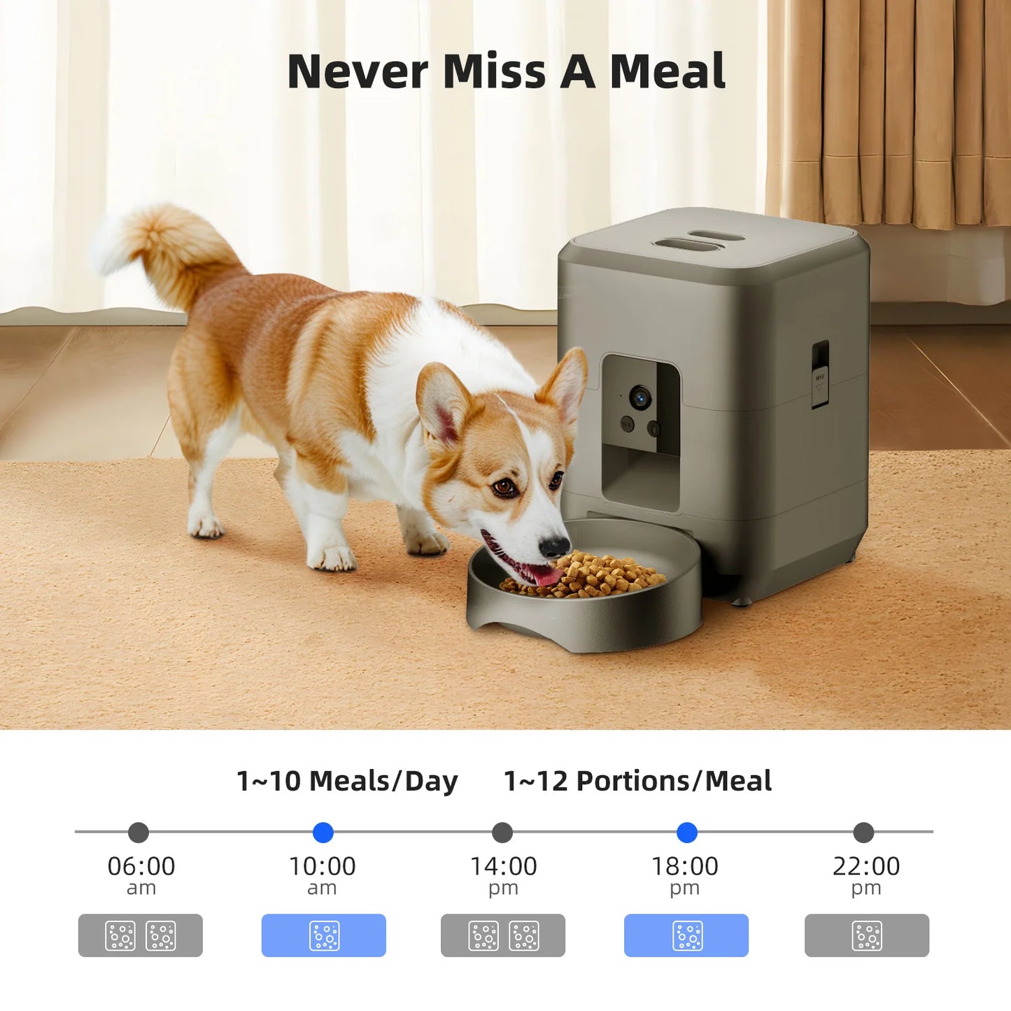2L Automatic Cat Feeder with Wi-Fi and Camera