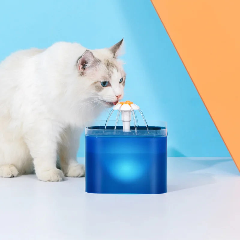 2L LED Cat Flower Water Fountain