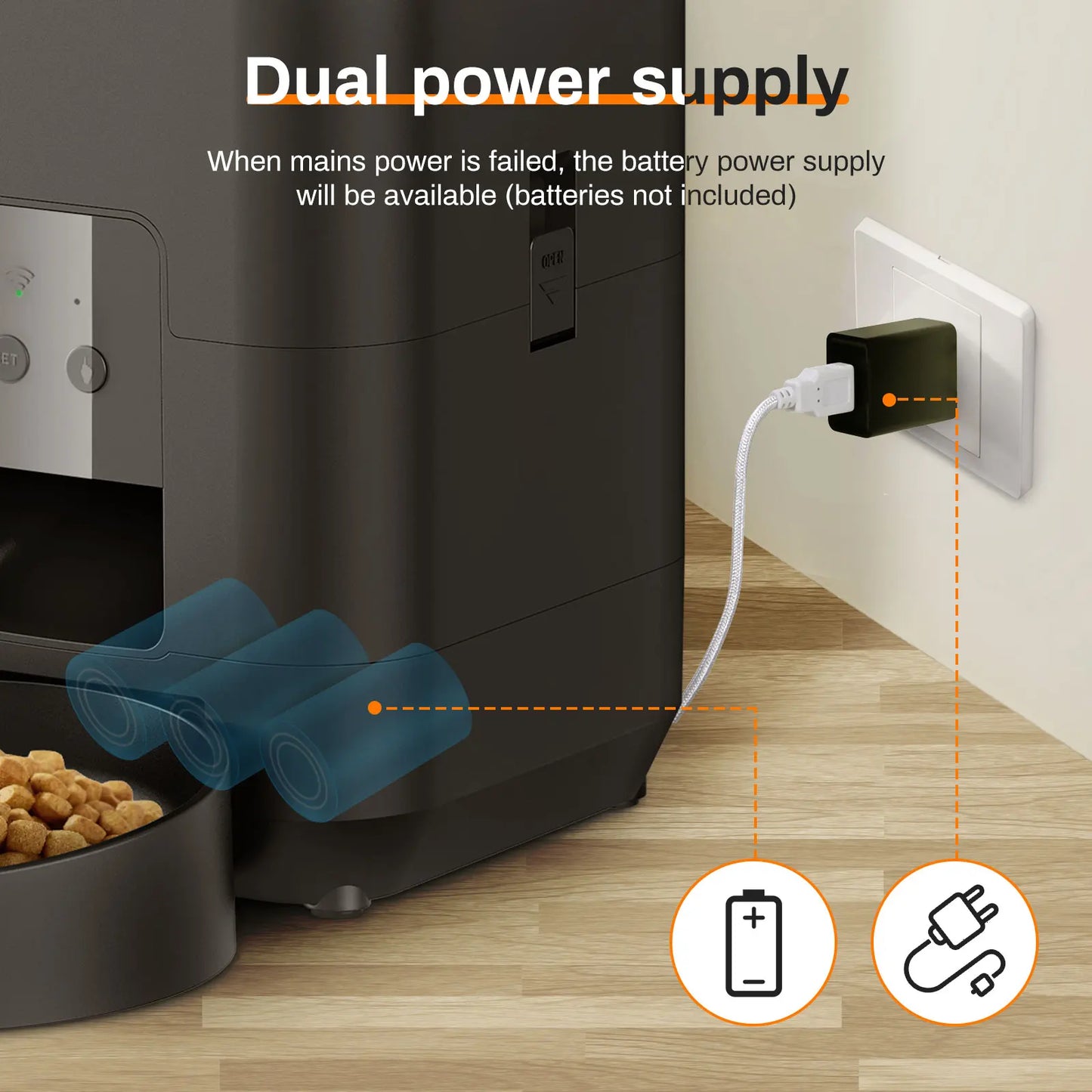 2L Automatic Cat Feeder with Wi-Fi or Button Control