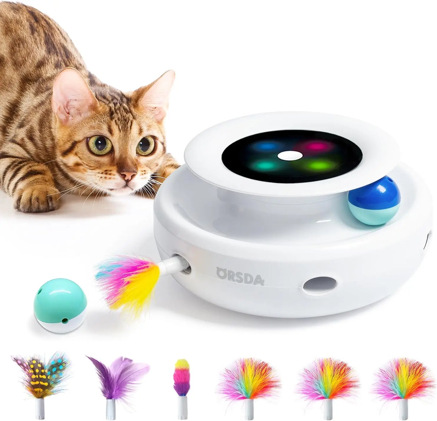 2-in-1 Cat Toy with Ball and Feather