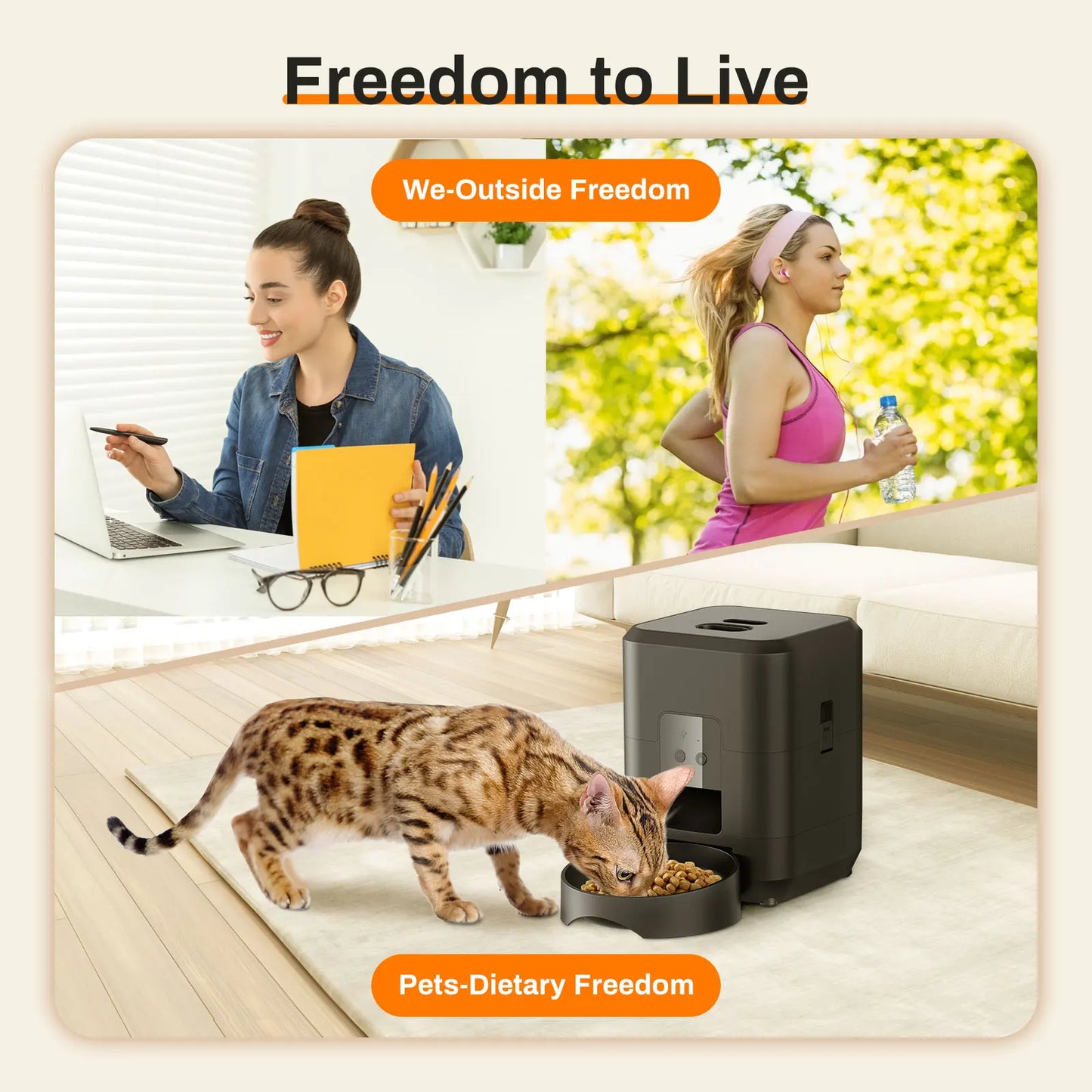 2L Automatic Cat Feeder with Wi-Fi or Button Control