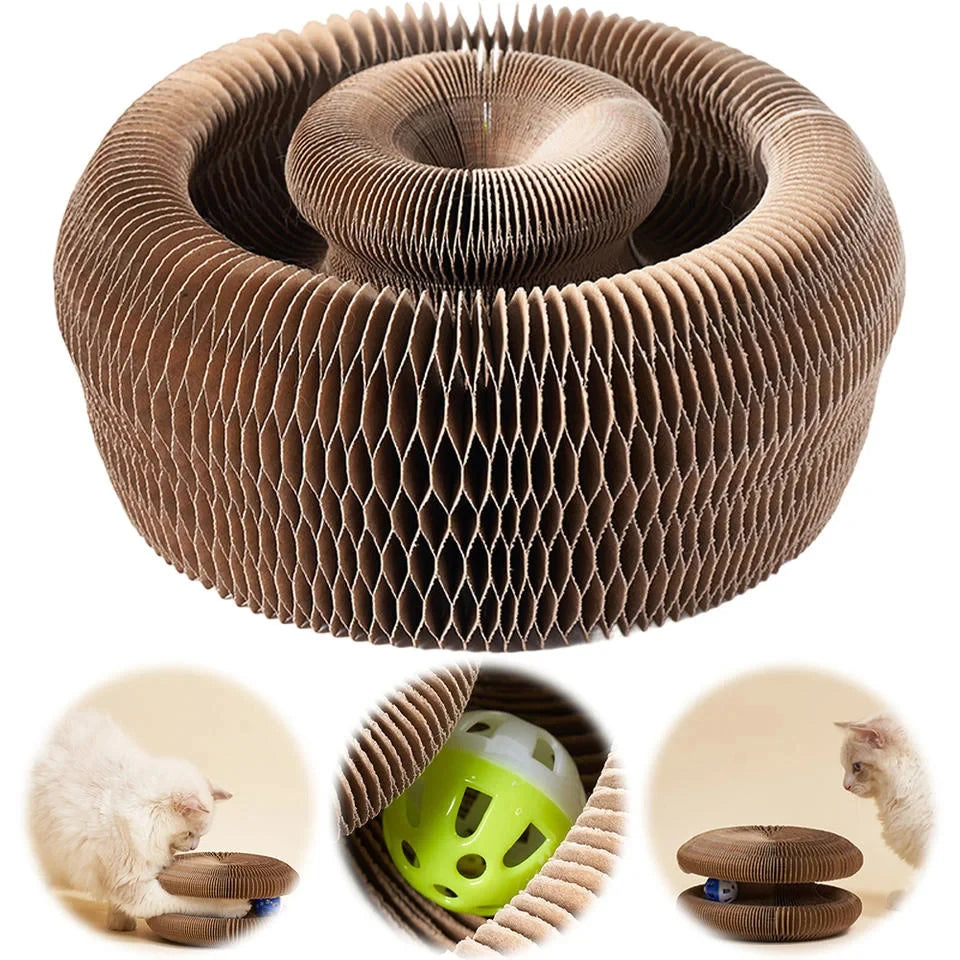 Round Cat Scratch Board with Ball