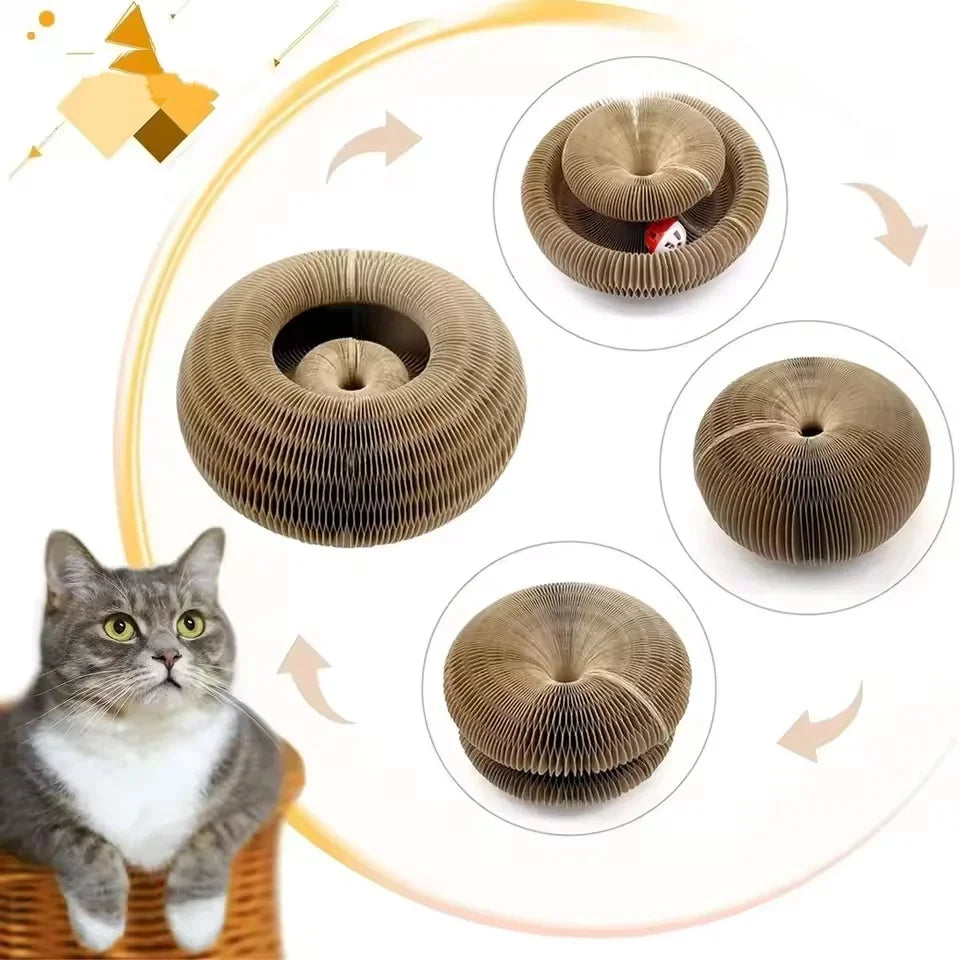 Round Cat Scratch Board with Ball