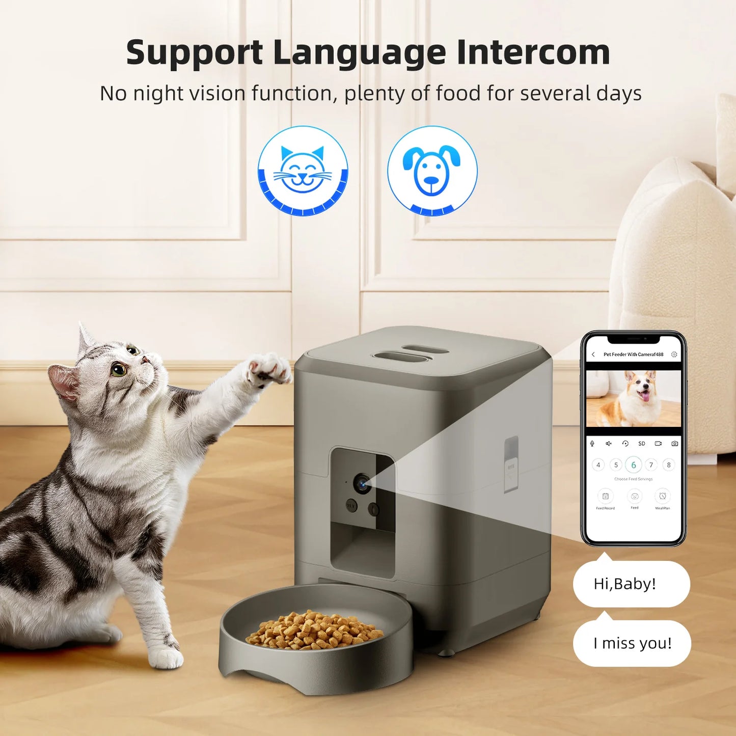 2L Automatic Cat Feeder with Wi-Fi and Camera