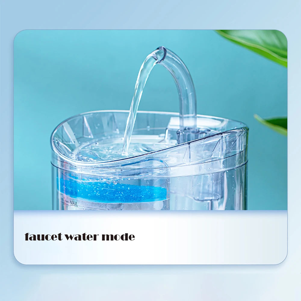 2L Cat Water Fountain with Transparent Tank