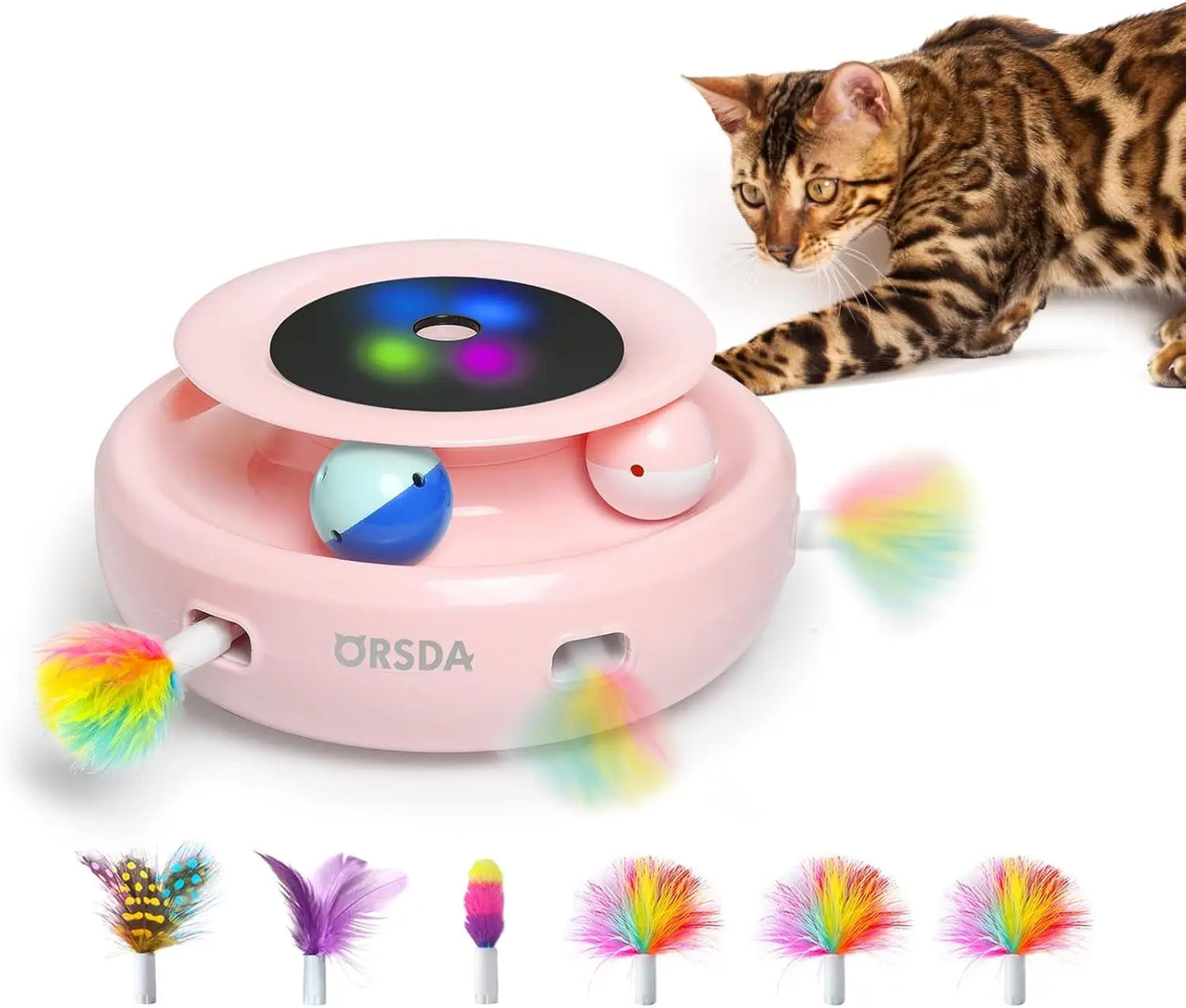 2-in-1 Cat Toy with Ball and Feather