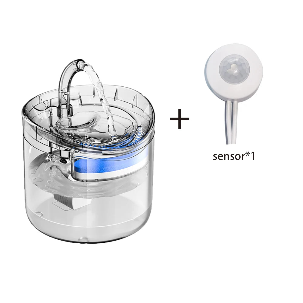 2L Cat Water Fountain with Transparent Tank