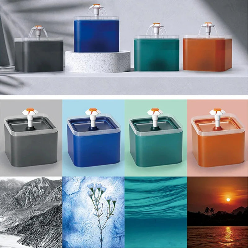 2L LED Cat Flower Water Fountain