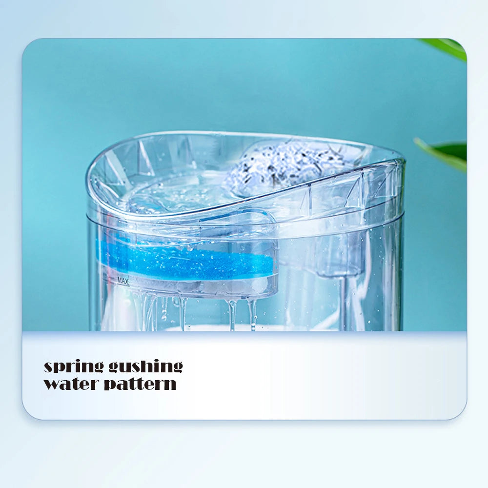 2L Cat Water Fountain with Transparent Tank